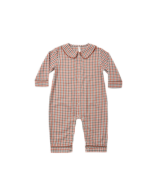 Holiday Gingham Baby Pajama Romper