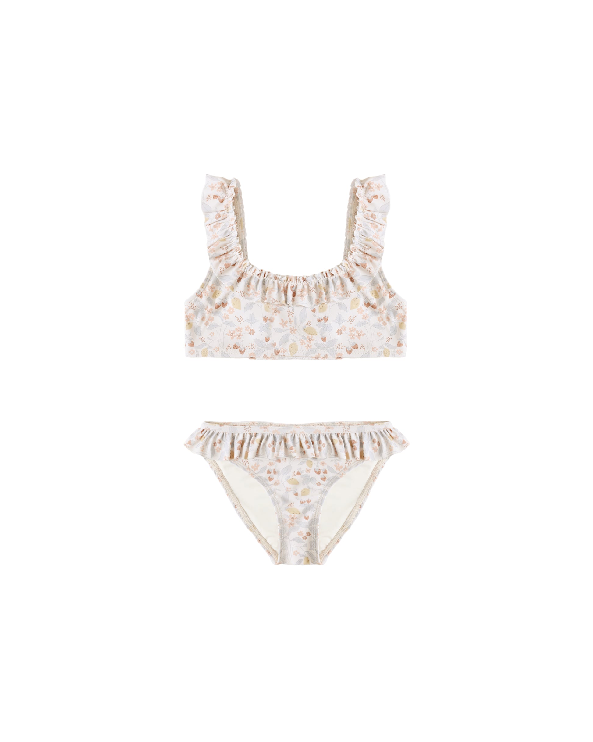 Rylee & Cru Summer Garden Giana Bikini in ivory, featuring a floral print with adjustable straps and a comfortable fit.