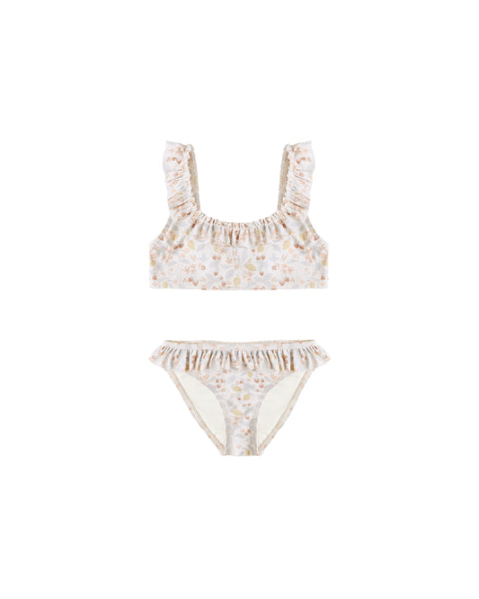Rylee & Cru Summer Garden Giana Bikini in ivory, featuring floral pattern and adjustable straps, perfect for summer beachwear.