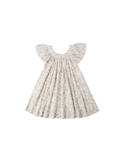 Rylee & Cru Bloom Lucia dress in ivory, featuring a floral pattern and soft fabric, perfect for casual or special occasions.