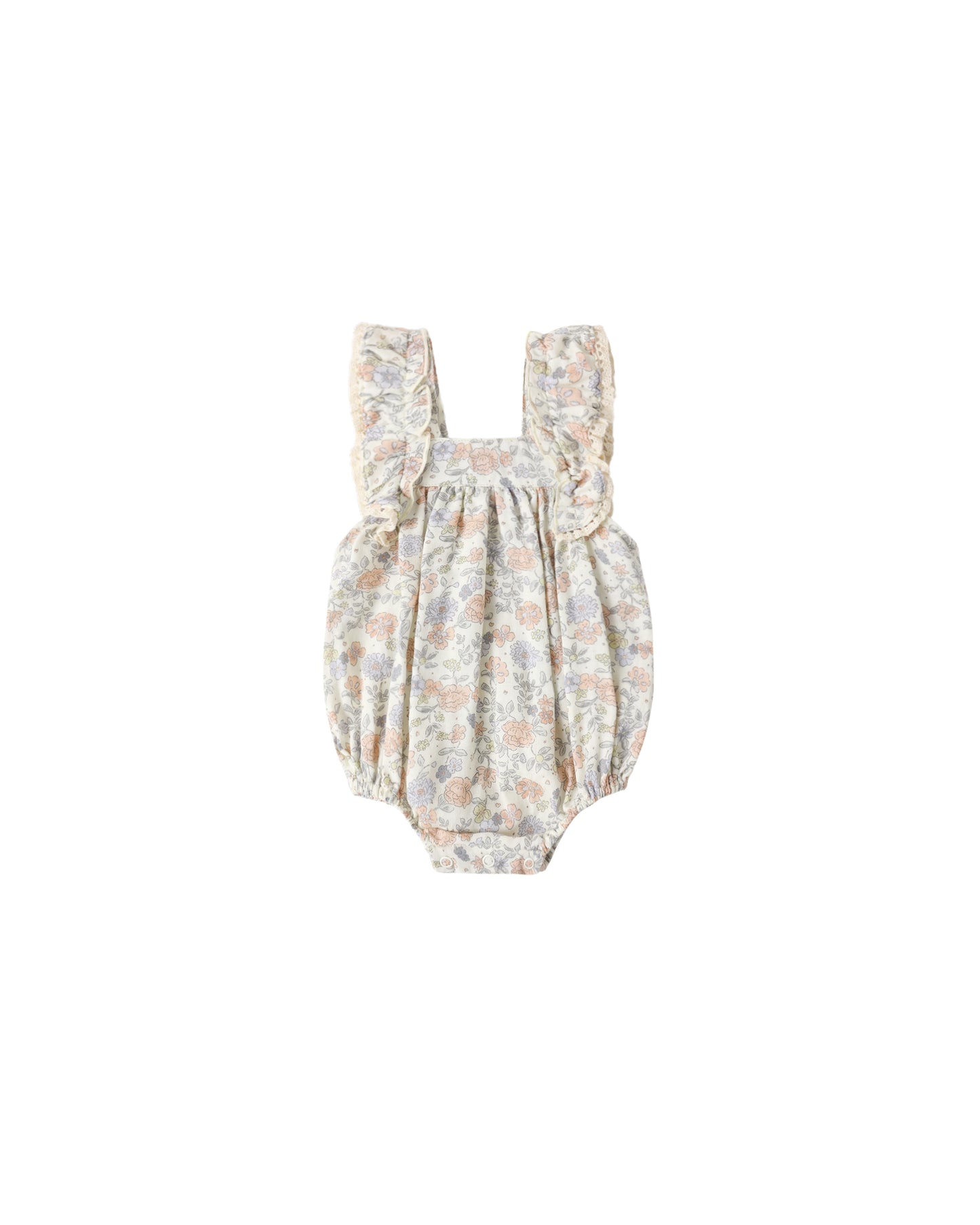 Ivory Bloom Maya Romper by Rylee & Cru featuring floral patterns and a comfortable design for kids.