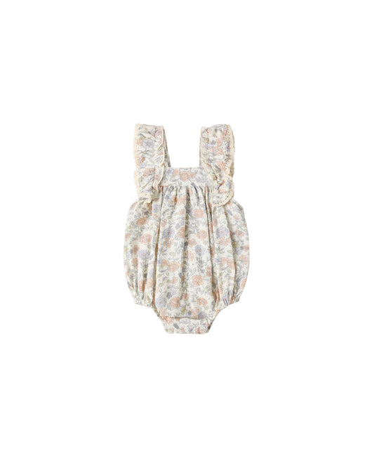Ivory Bloom Maya Romper by Rylee & Cru featuring floral patterns and a comfortable design for kids.