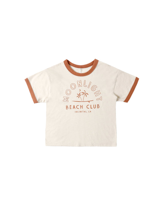 Rylee & Cru Moonlight Ringer Tee in natural color, featuring a soft cotton fabric and classic ringer style with short sleeves.