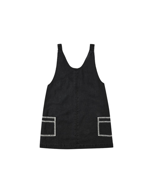 Washed Black Vintage Overall Dress