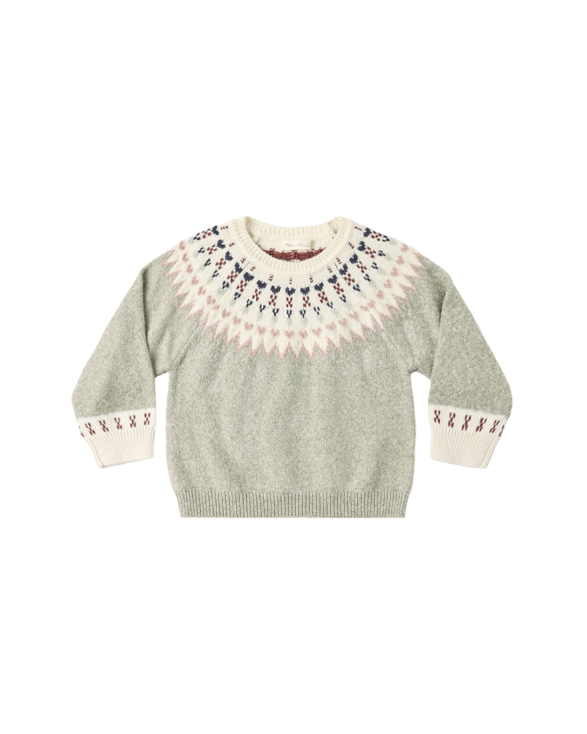 Rylee & Cru Sage Fair Isle sweater featuring a cozy knit design with intricate multicolor patterns, perfect for winter wear.