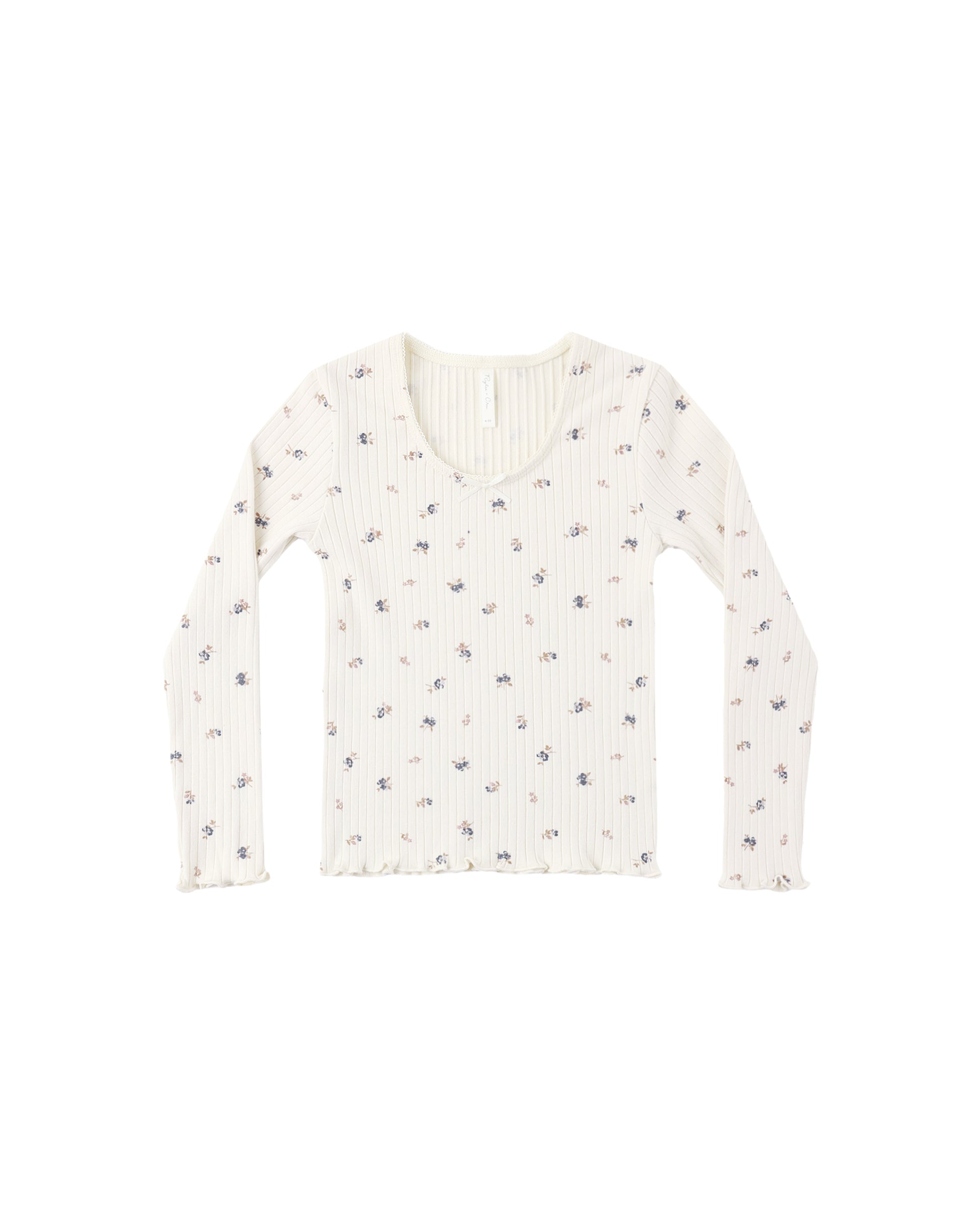 Natural Ditsy Ribbed Long Sleeve top by Rylee & Cru, featuring ribbed fabric and long sleeves in a soft, natural pattern.
