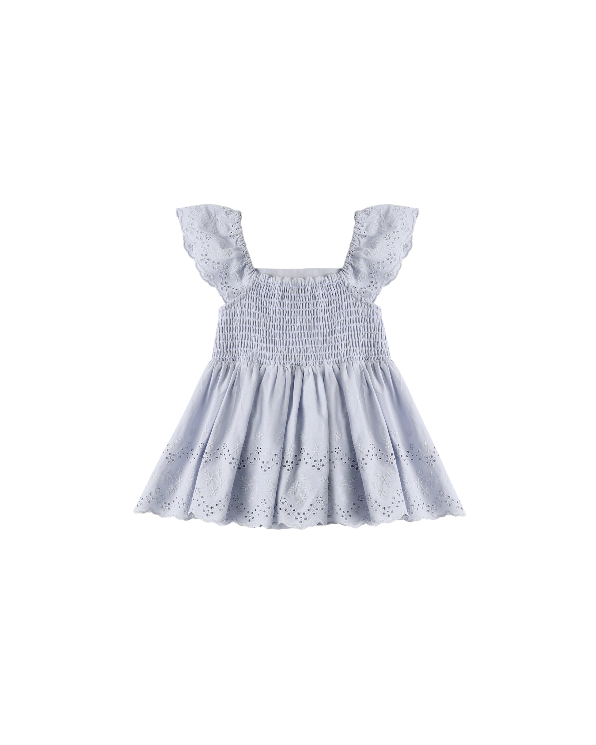 Periwinkle Rylee & Cru Remi Romper featuring short sleeves and a comfortable fit for toddlers.