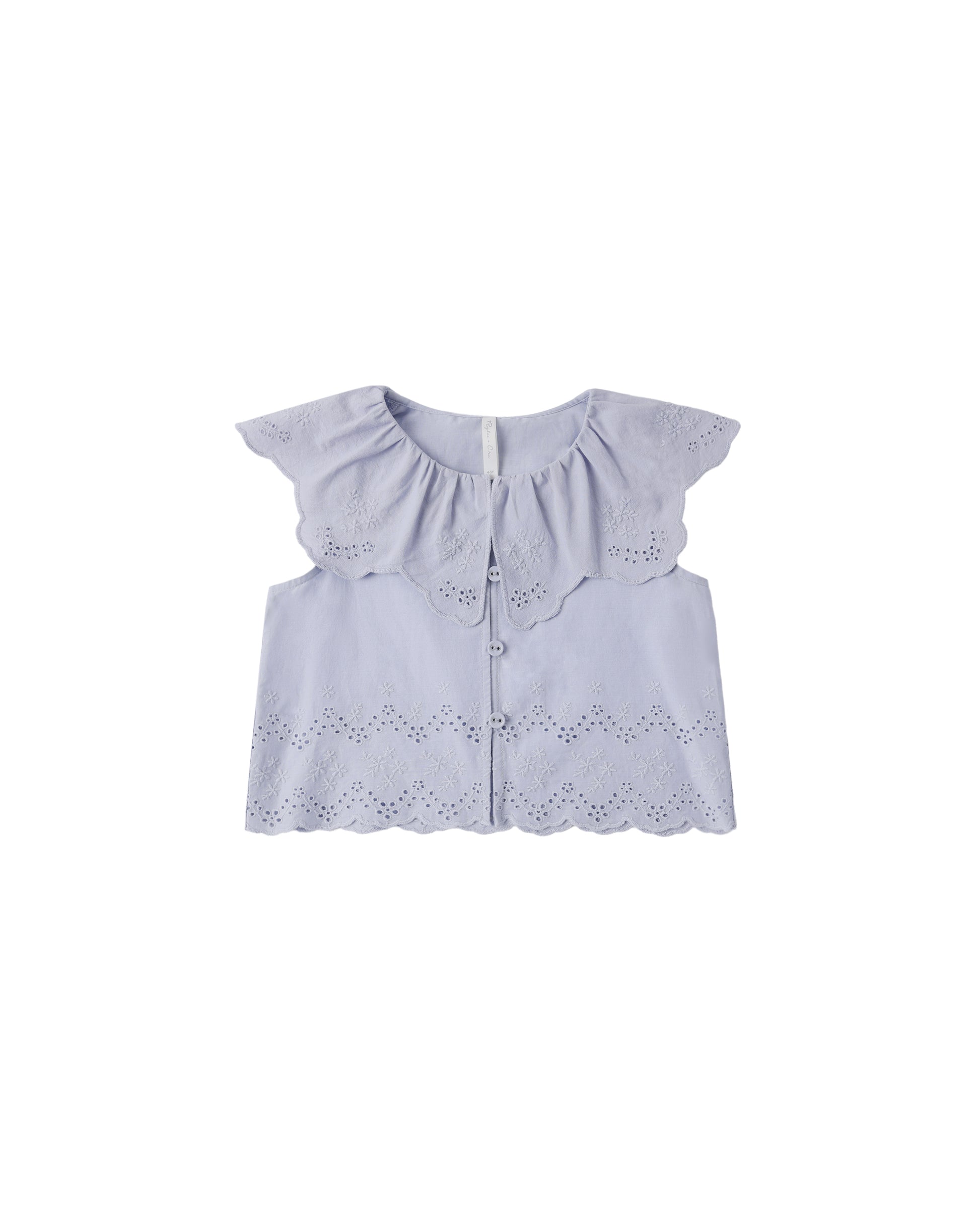 Periwinkle Remi Blouse by Rylee & Cru, featuring soft fabric, long sleeves, and a stylish, casual design for girls.