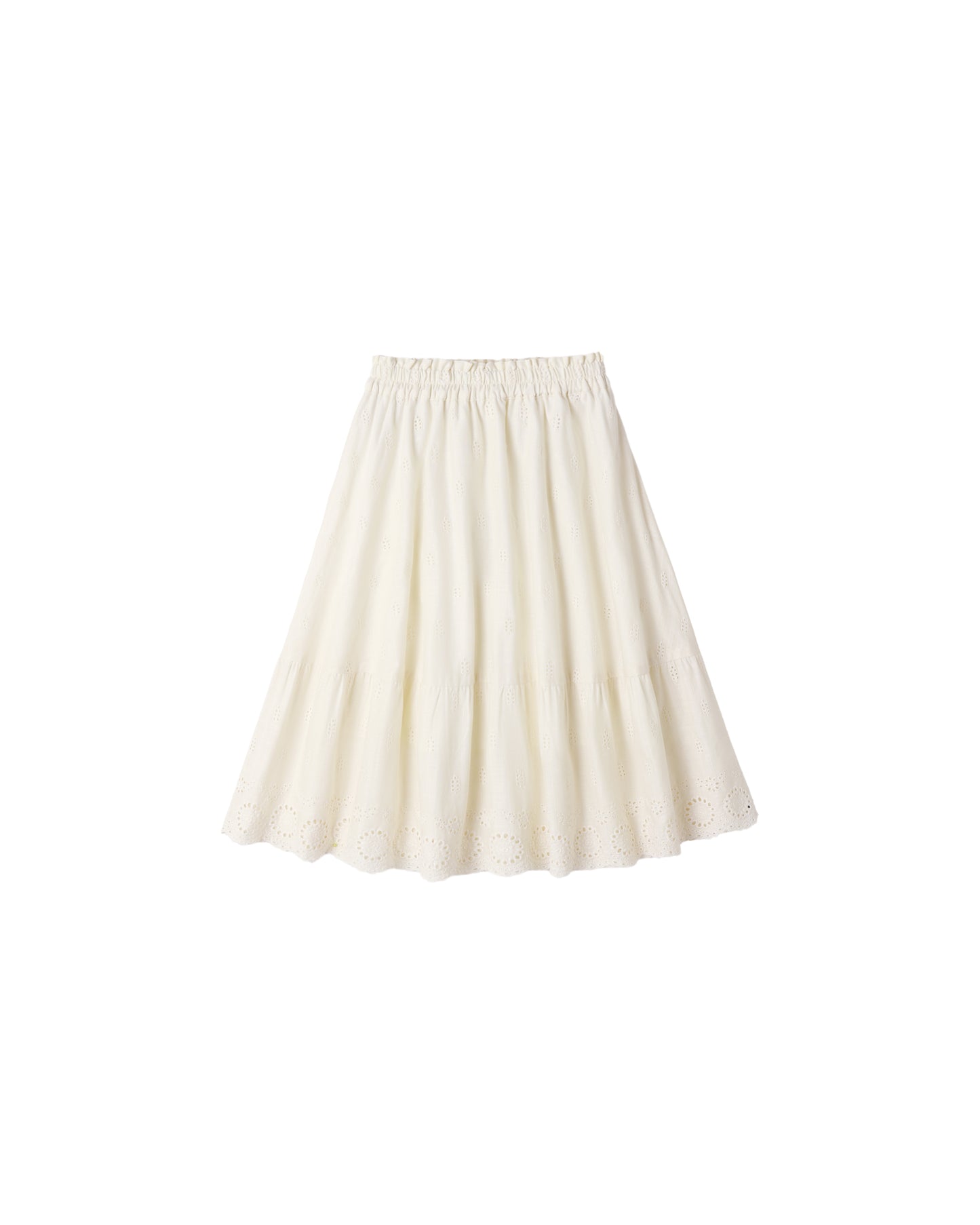 Ivory Rose Maxi Skirt by Rylee & Cru featuring a flowy fabric and floral rose pattern.