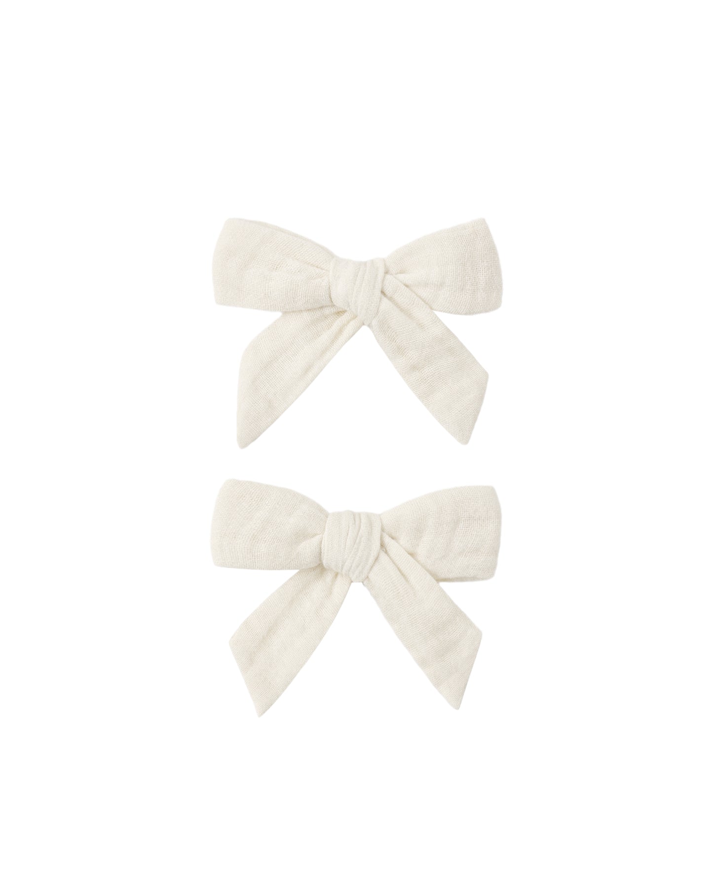 Set of 2 natural fabric bows from Rylee & Cru, soft and stylish accessories for babies or toddlers.