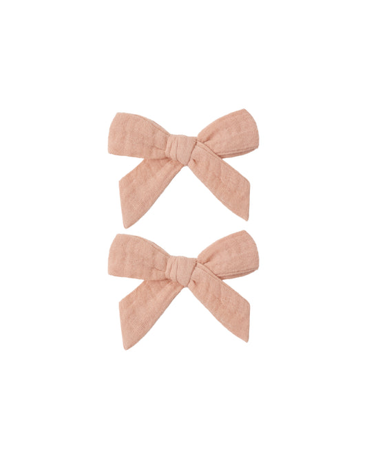 Rylee & Cru Melon Bows set of 2 with soft orange and green fabric bows for baby girls, perfect for accessories and hair styling.