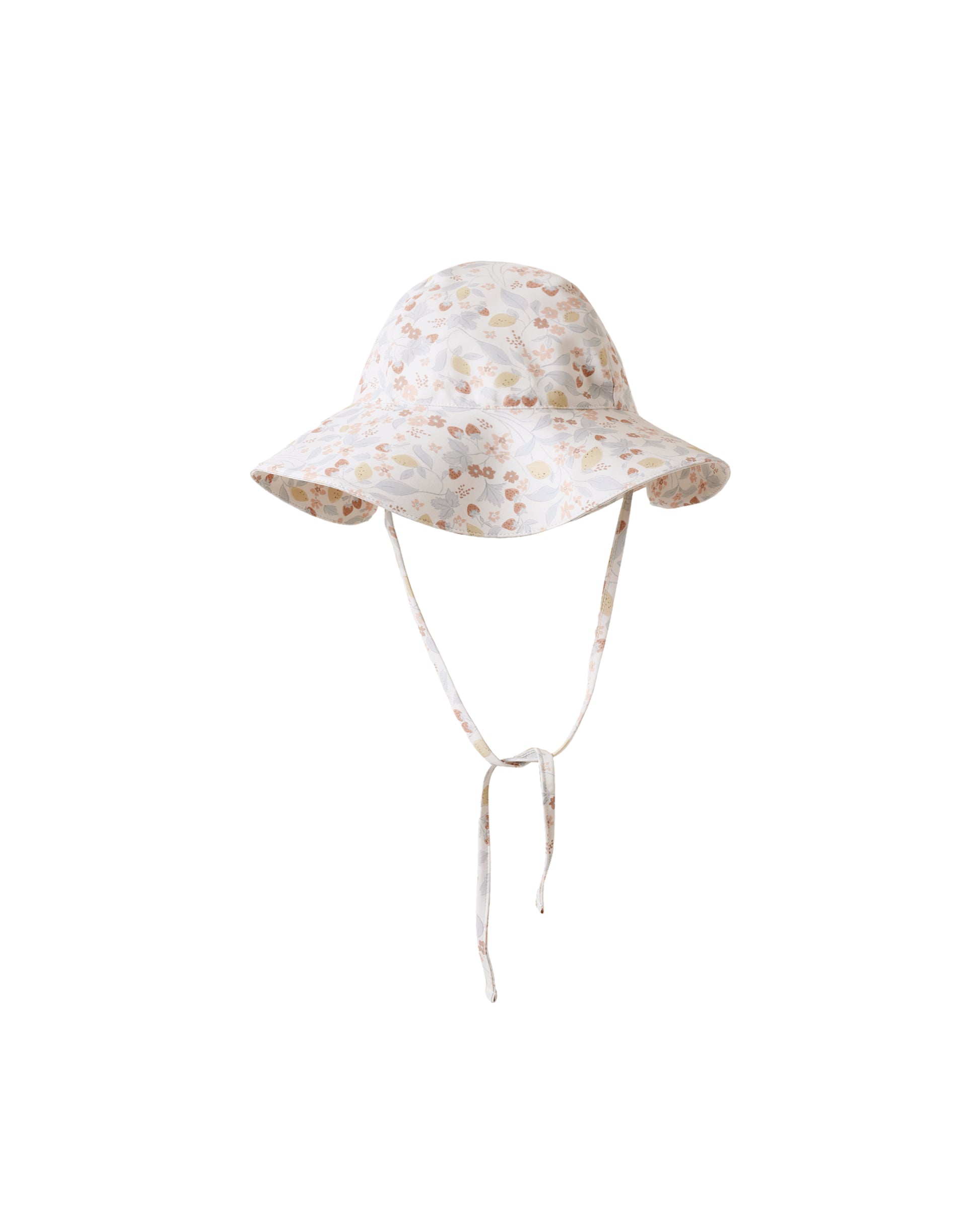 Ivory Rylee & Cru Summer Garden Floppy Swim Hat with wide brim and floral pattern, perfect for sun protection at the beach.