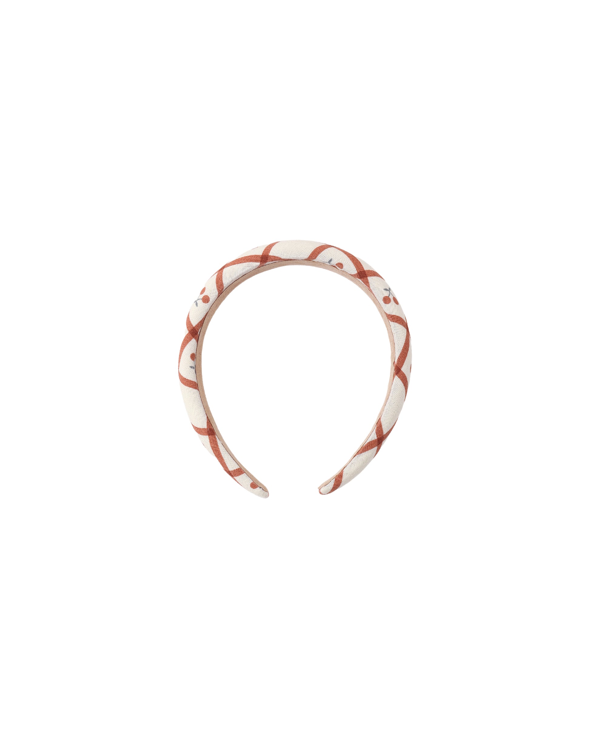 Natural cherry check padded headband by Rylee & Cru with soft fabric and padded design, perfect for children's accessories.