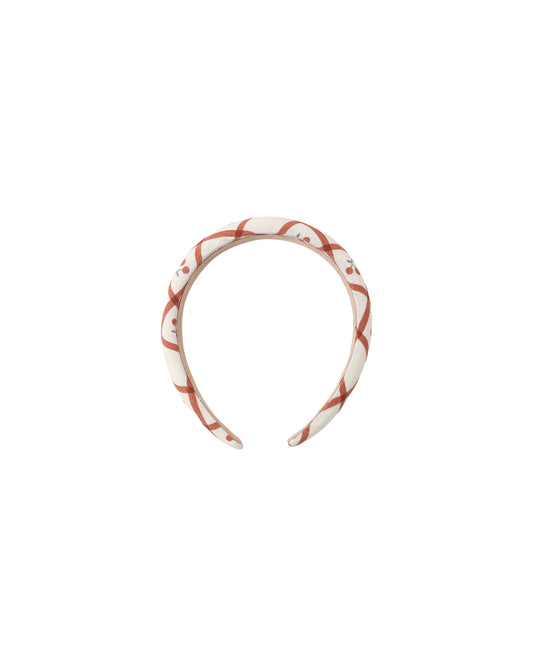Natural cherry check padded headband by Rylee & Cru with soft fabric and padded design, perfect for children's accessories.