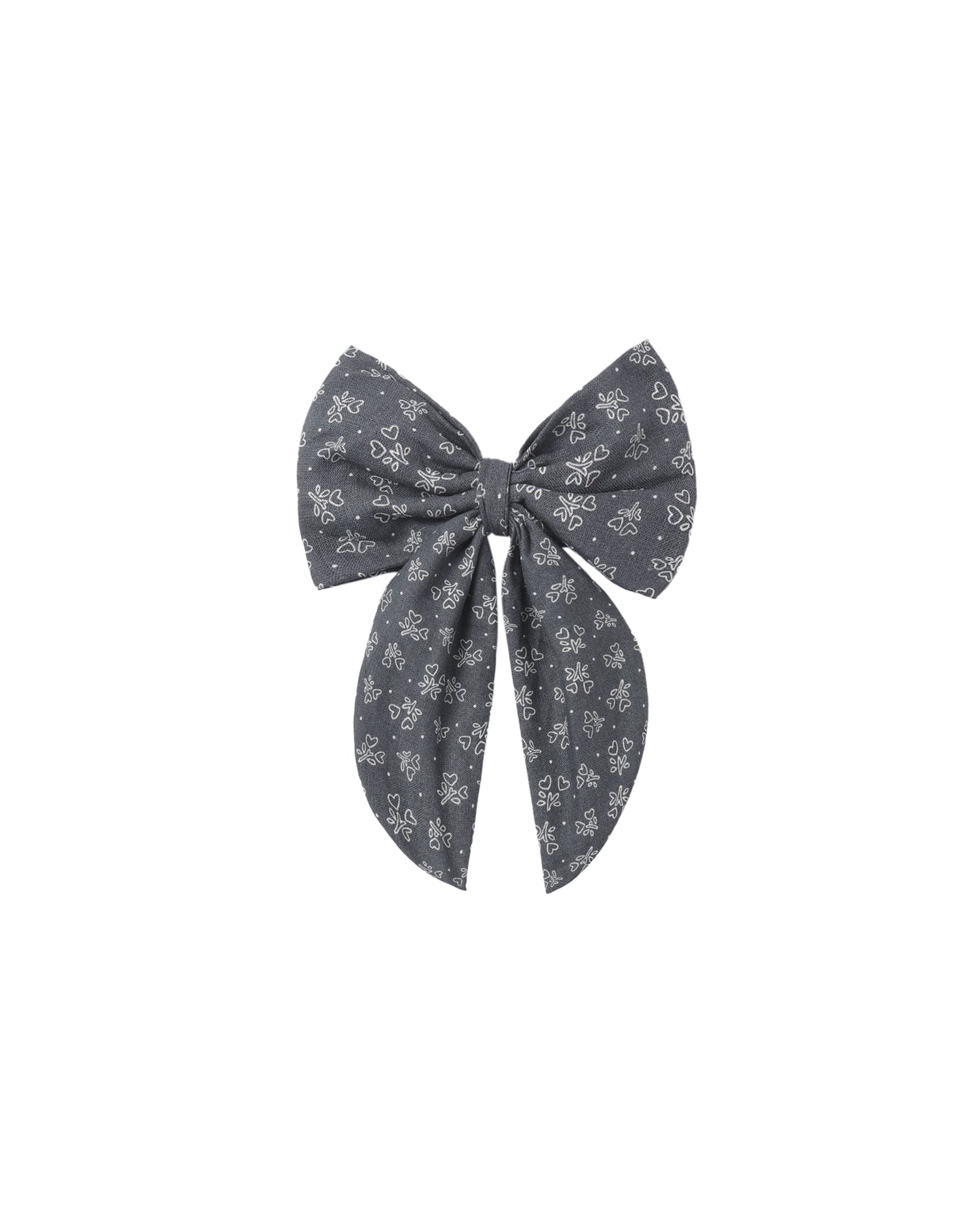 Rylee & Cru Heart Ditsy Oversized Bow in midnight fabric, featuring a large bow design with a charming heart pattern.