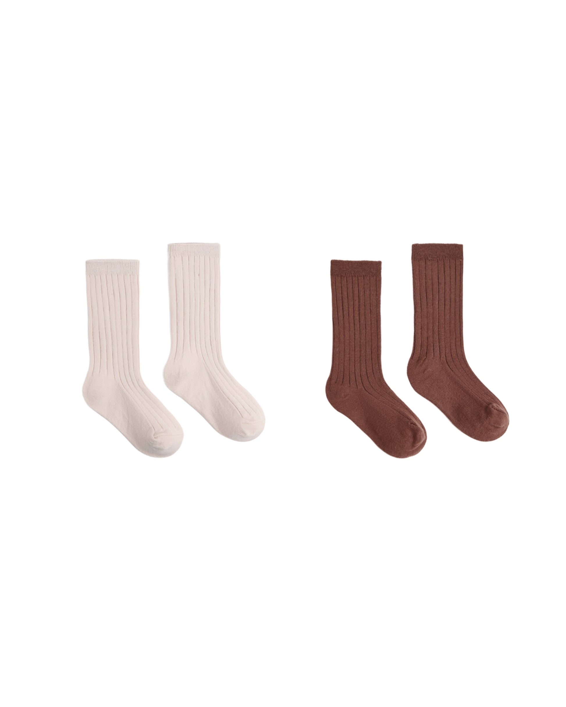 Rylee & Cru Petal Mulberry ribbed socks 2-pack with pink and purple knit patterns for infants and toddlers.