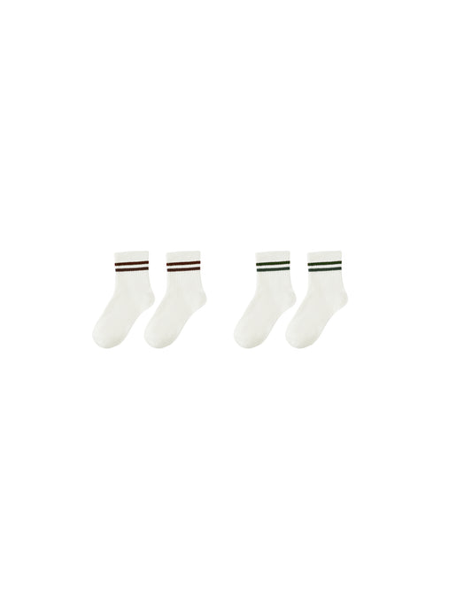 Brown & Green Stripe Socks Set of 2