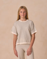 Rylee & Cru - Teen Boxy Crop Knit Tee || Sage Stripe