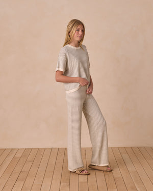 Rylee & Cru - Teen Knit Wide Leg Pant || Sage Stripe