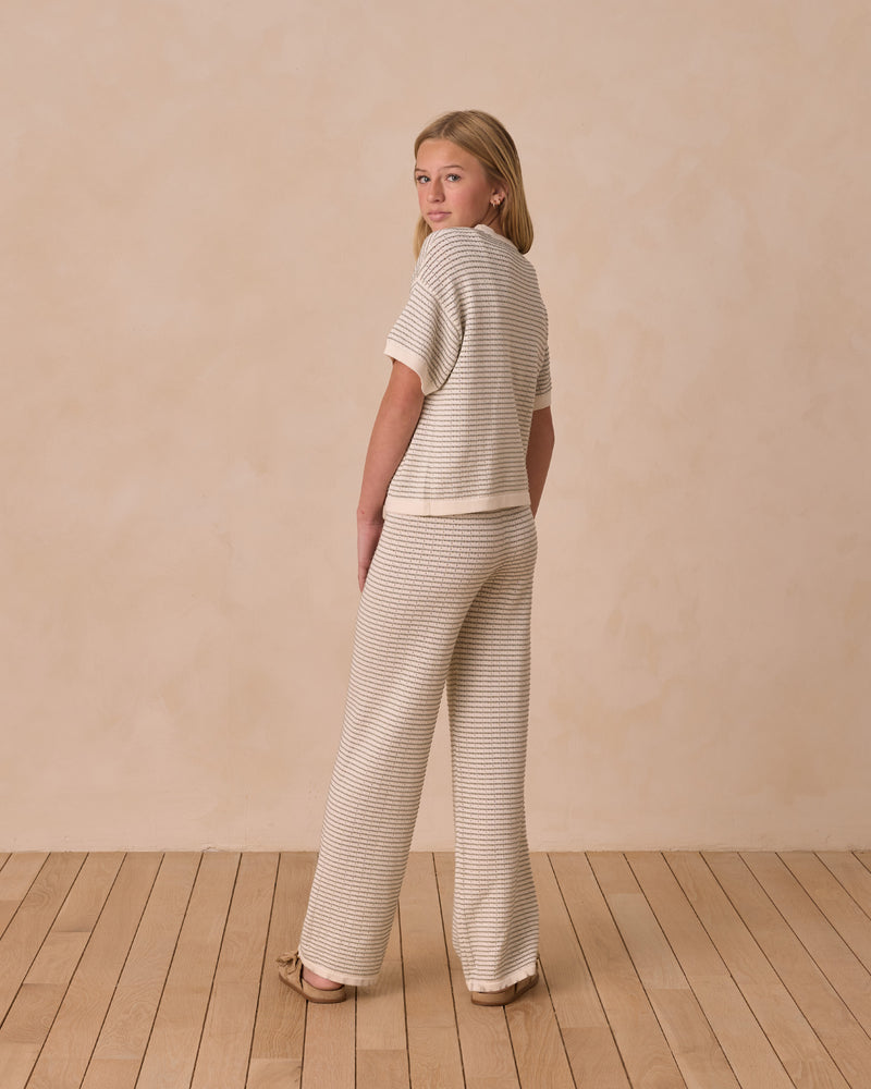 Rylee & Cru - Teen Knit Wide Leg Pant || Sage Stripe