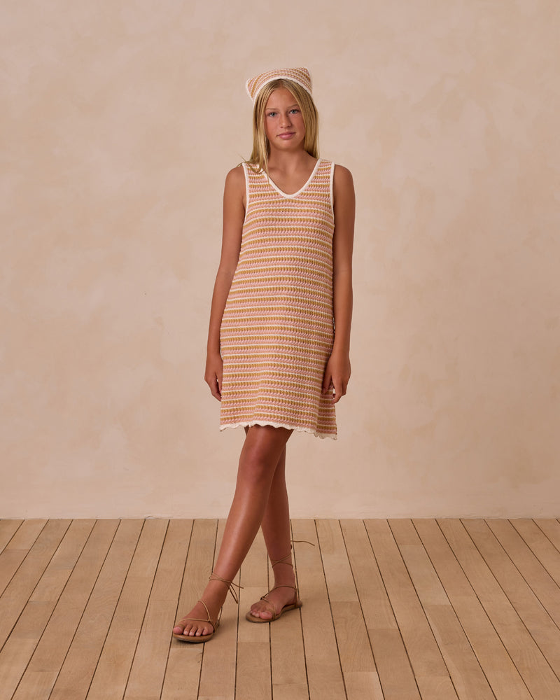 Rylee & Cru - Teen Pink Stripe Crochet Tank Mini Dress