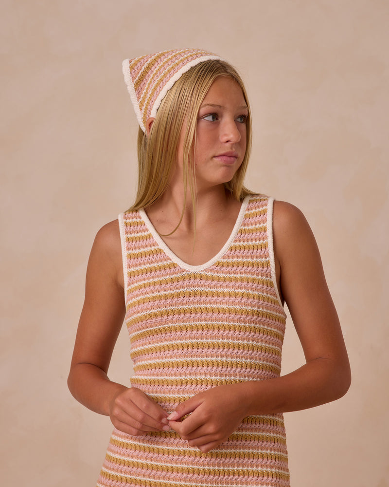 Rylee & Cru - Teen Pink Stripe Crochet Tank Mini Dress