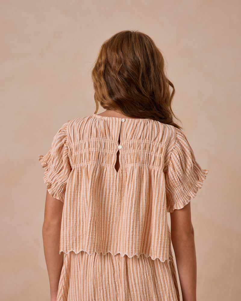 Rylee & Cru - Teen Grapefruit Stripe Colette Top