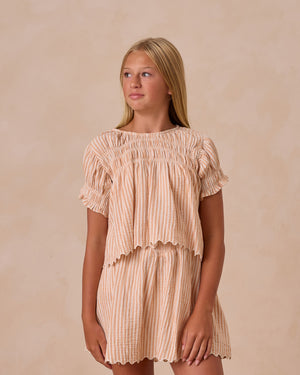 Rylee & Cru - Teen Grapefruit Stripe Colette Top