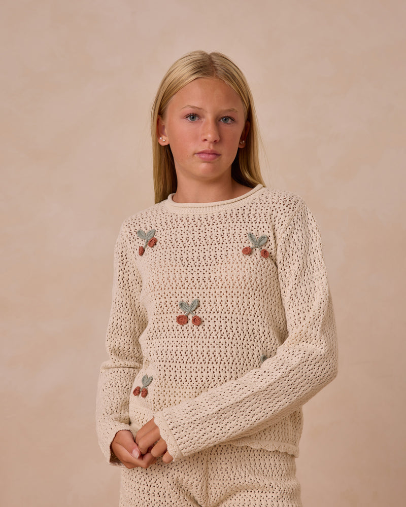 Rylee & Cru - Teen Crochet Knit Pullover || Cherries