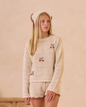 Rylee & Cru - Crochet Knit Pullover || Cherries