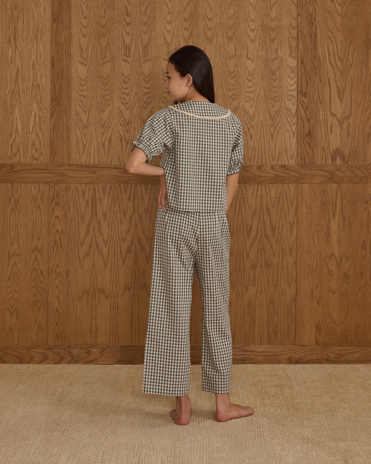 Teen Evergreen Gingham Ruffle Pajamas