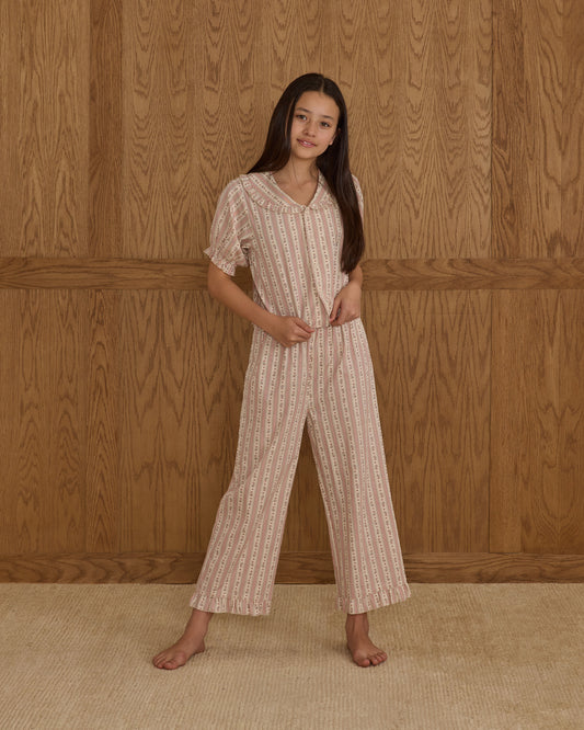 Teen Candy Cane Stripe Ruffle Pajamas