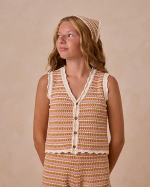 Rylee & Cru - Teen Pink Stripe Scallop Crochet Set