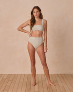 Rylee & Cru - Women's Banded High Cut Bikini Bottom || Sage Stripe