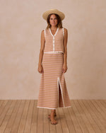 Rylee & Cru - Women's Pink Stripe Knit Midi Skirt