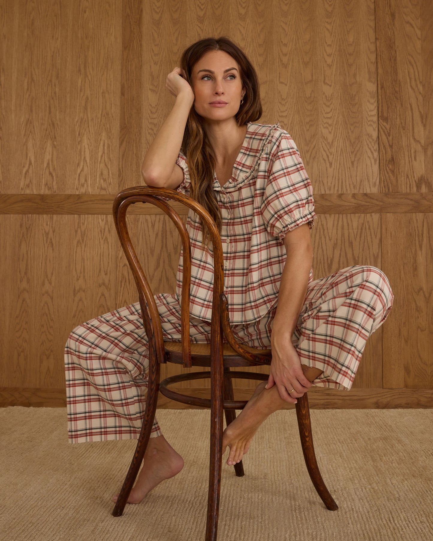 Women's Holiday Flannel Ruffle Pajamas