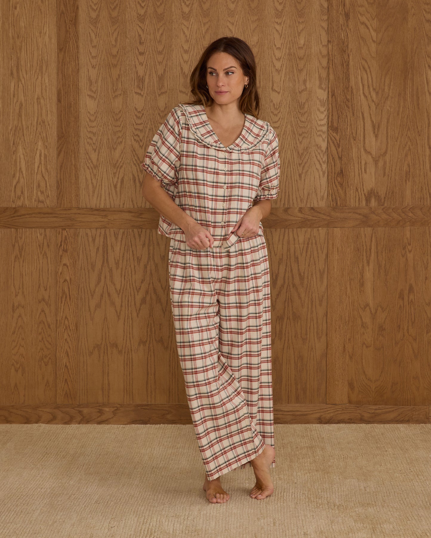 Women's Holiday Flannel Ruffle Pajamas