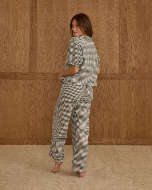 Women's Evergreen Gingham Ruffle Pajamas
