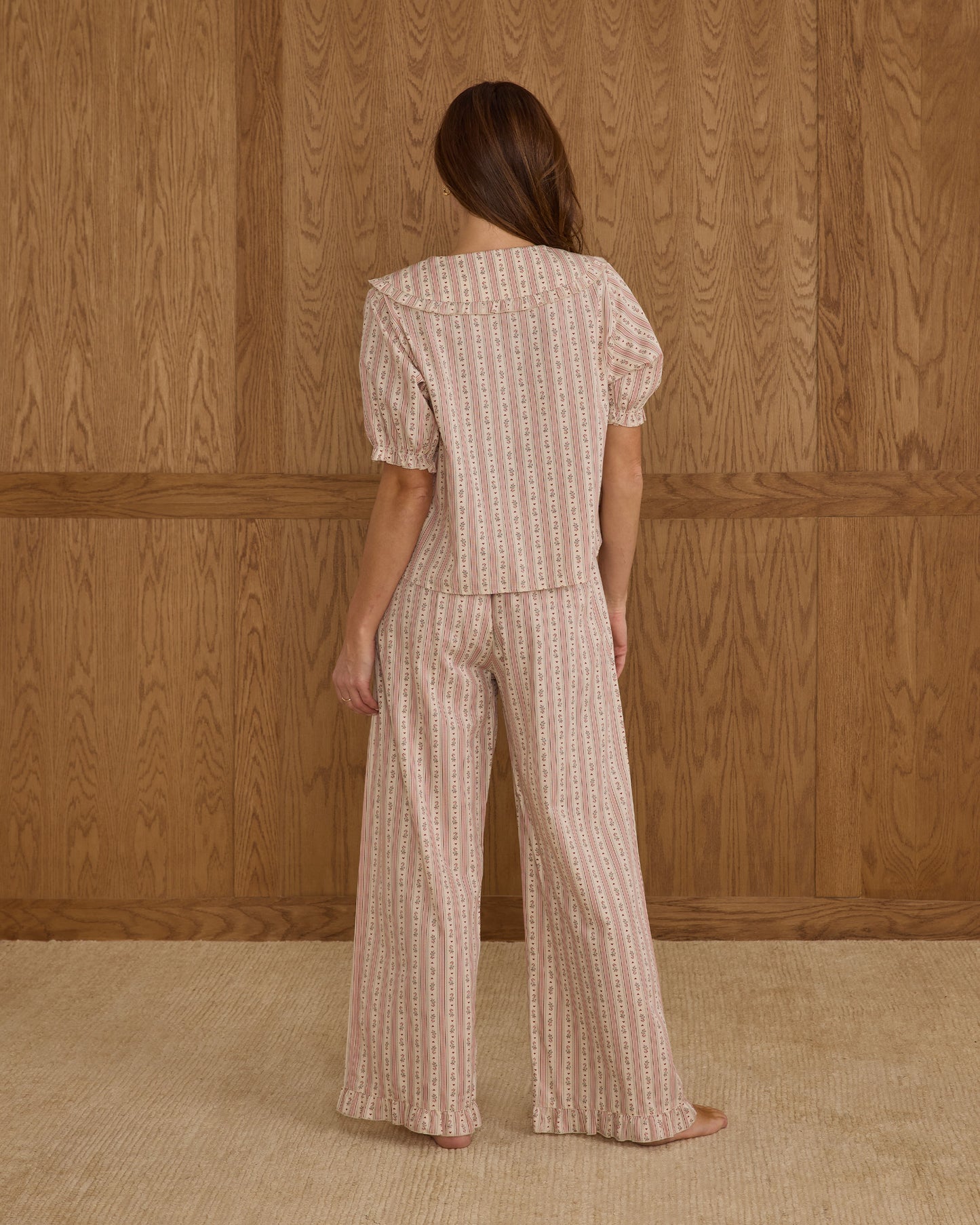Women's Candy Cane Stripe Ruffle Pajamas