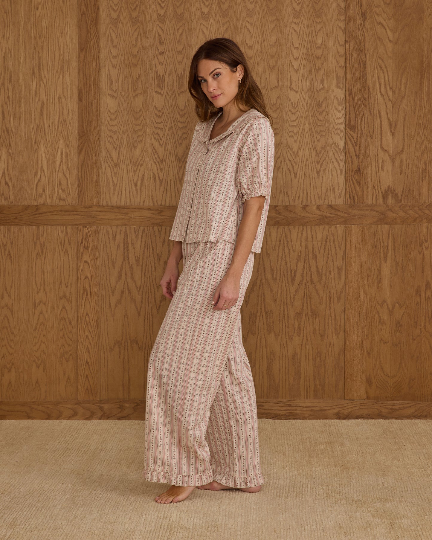 Women's Candy Cane Stripe Ruffle Pajamas