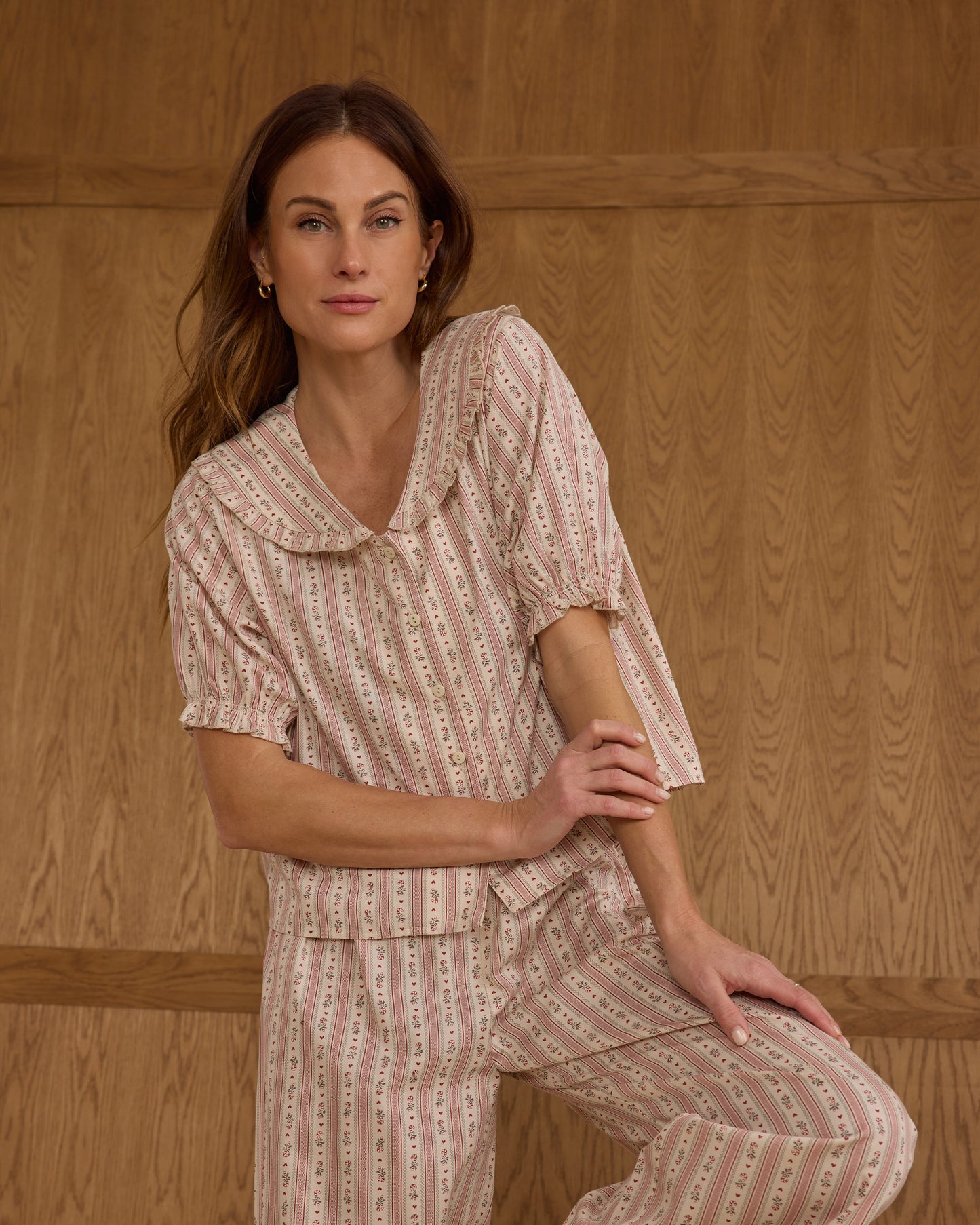 Women's Candy Cane Stripe Ruffle Pajamas