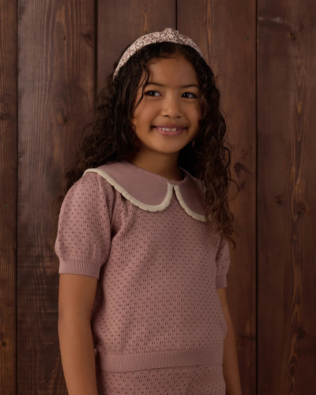 Rosewood Pointelle Collared Top