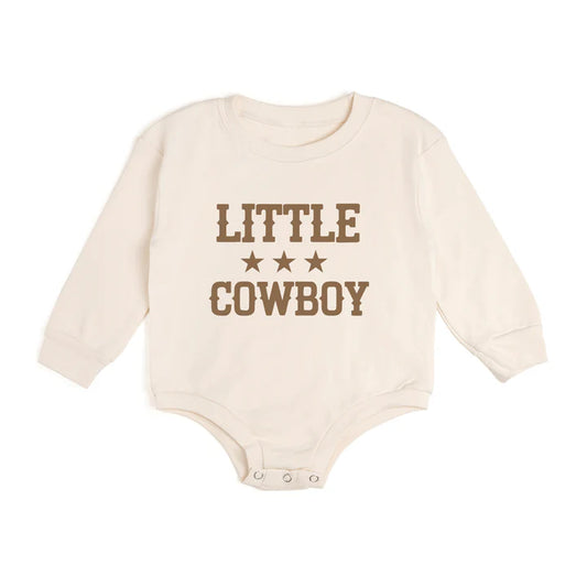 Little cowboy-themed long sleeve romper by Sweet Wink featuring a cute Western design for babies.