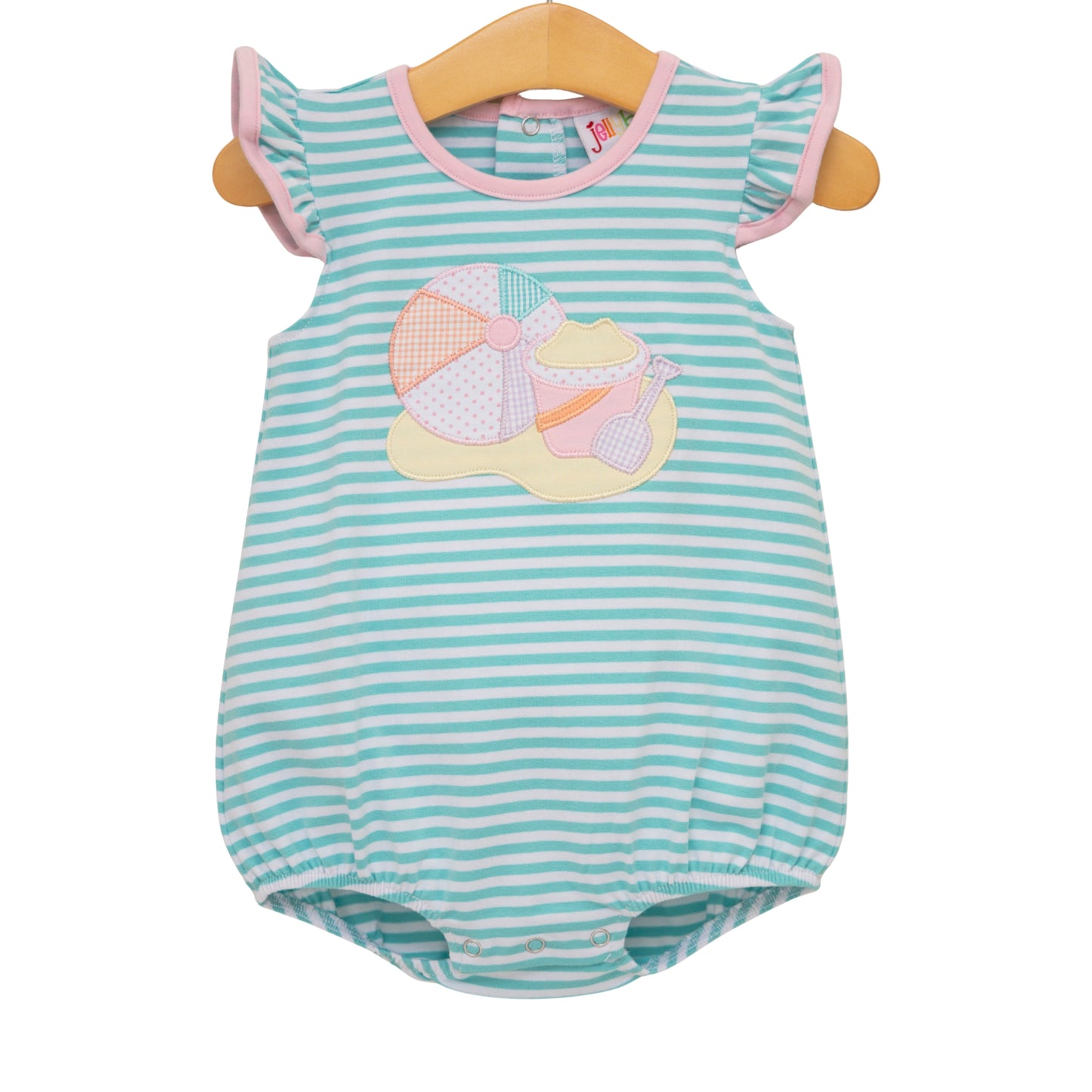 Jellybean Beach Days Flutter Bubble swimsuit in vibrant colors, featuring ruffled straps and playful summer design.