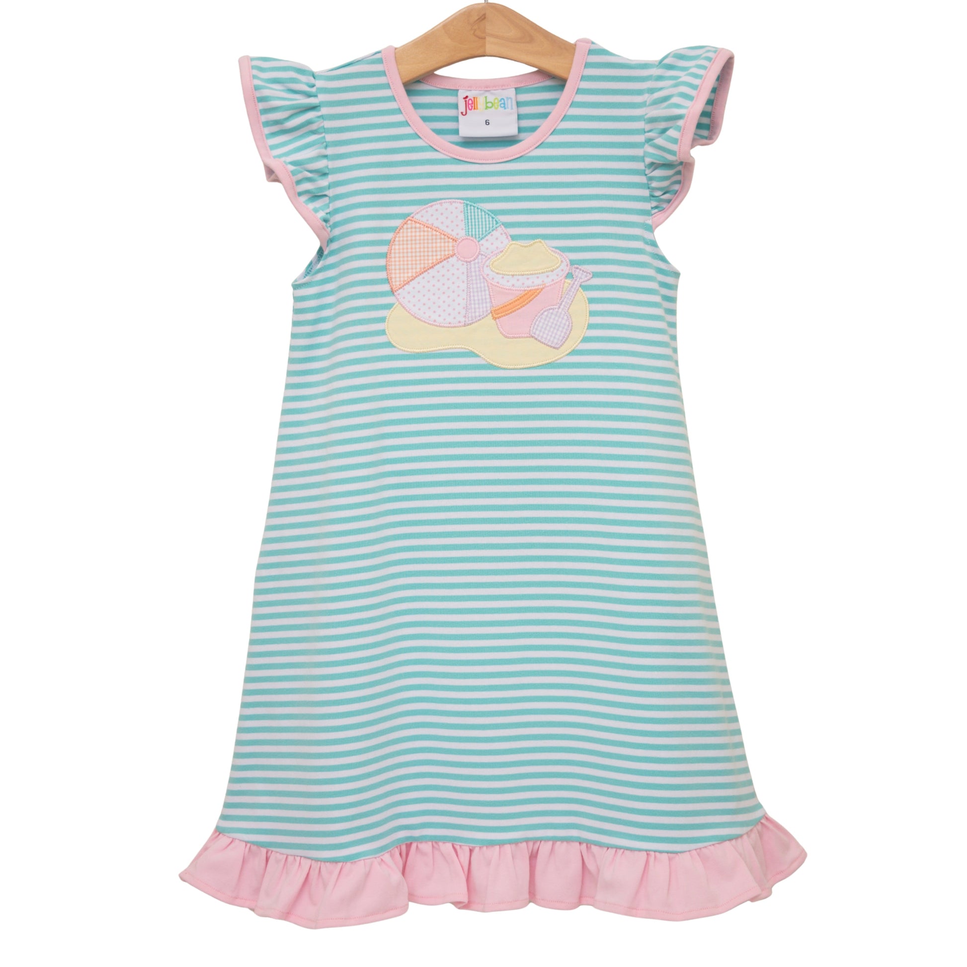 Jellybean Beach Days Flutter Dress in lightweight fabric with floral print, flowing design, perfect for summer beach outings.