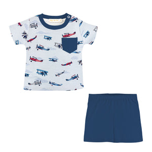 Baby Club Chic - Patriotic Airplanes Printed Tee & Short Set