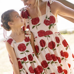 Pink Chicken - Women's Sierra Dress Pink Stripe Hydrangeas