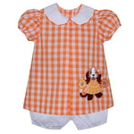Remember Nguyen - Orange and White Gingham Bloomer Set with Smokey Appliqué