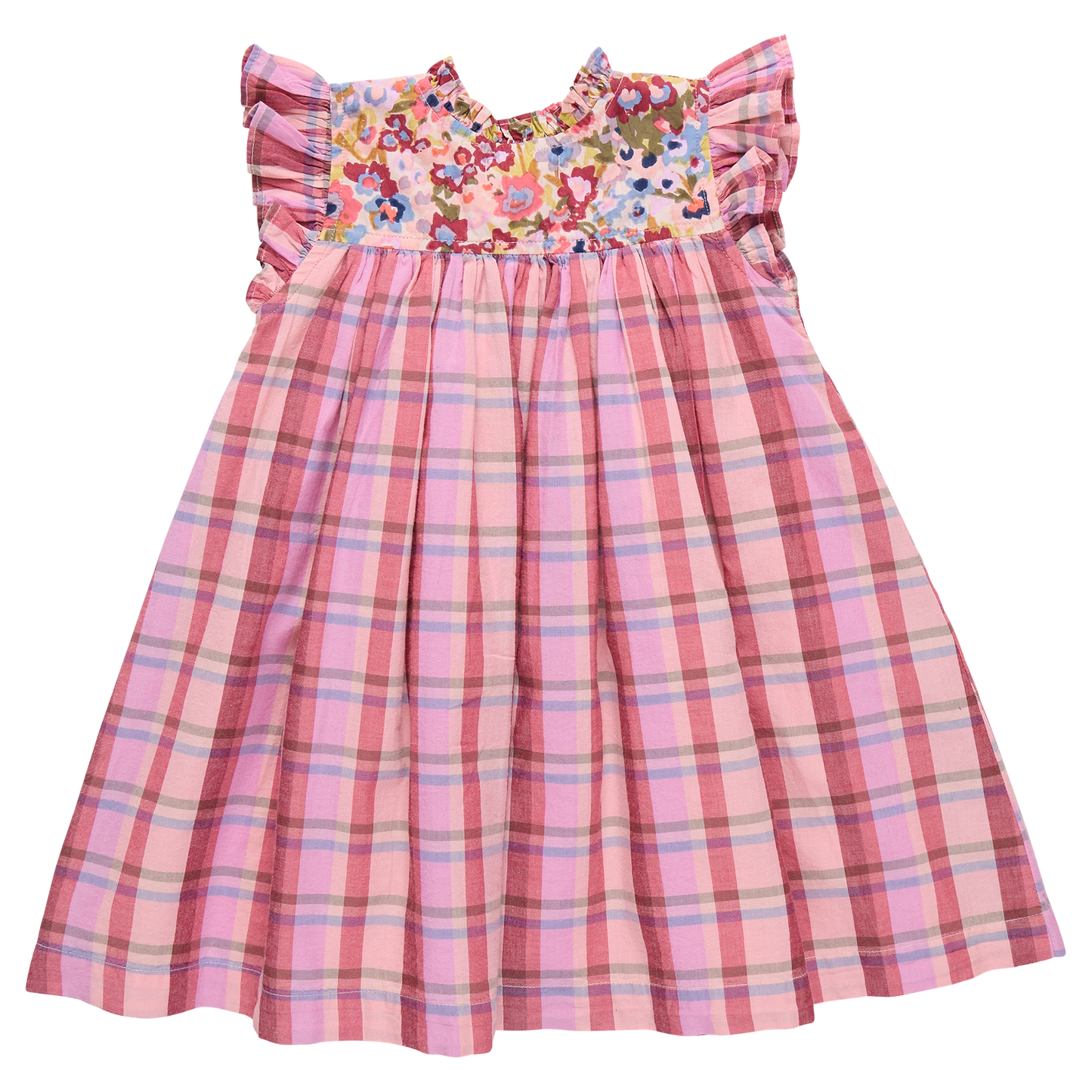 Burgundy Madras Plaid Girls Kaylee Dress