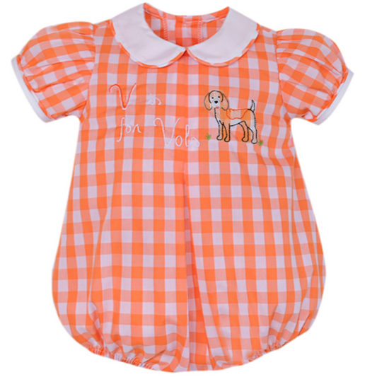Remember Nguyen - Orange and White Gingham 'V is for Vols Girl Bubble